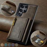 2-in-1 Detachable Magnetic Kickstand Wallet Card Slots Leather Case For Samsung Galaxy S24 S23 S22 Ultra Plus