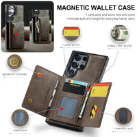 2-in-1 Detachable Magnetic Kickstand Wallet Card Slots Leather Case For Samsung Galaxy S24 S23 S22 Ultra Plus