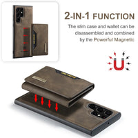 2 In 1 Detachable Magnetic Wallet Card Holder Pocket Leather Case For Samsung Galaxy S24 S23 S22 S21 Ultra Plus