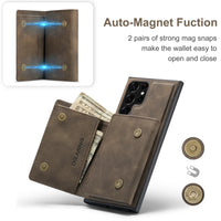 2 In 1 Magnetic Wallet Card Slot Holder Kickstand Leather Case For Samsung Galaxy S24 S23 S22 S21 Ultra Plus