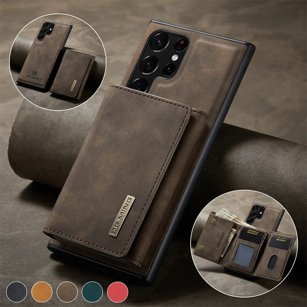 2 In 1 Magnetic Wallet Card Slot Holder Kickstand Leather Case For Samsung Galaxy S24 S23 S22 S21 Ultra Plus