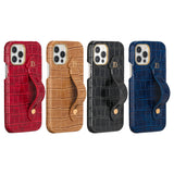 Luxury Leather Wrist Strap Stand Holder Case for iPhone 13 12 11 Pro Max Mini