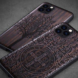Carved Ebony Wooden TPU Case For iPhone 11 11 Pro 11 Pro Max