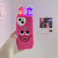Cute Glowing Furry Monster Case for iPhone 14 13 12 series