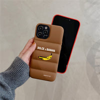 Fashion Bananas Down Jacket Silicone Case For iPhone 14 13 12 series