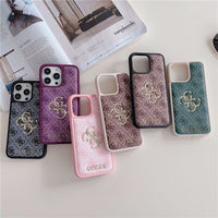 Luxurious Classical Leather Creativity Gold Letter Case For iPhone 14 13 12 series