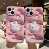 3D Cute Rabbit Pink Cartoon Silicone Case For iPhone 14 13 12 series