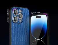 Carbon Fiber Case with Metal Camera Lens Cover For iPhone 14 13 12 series