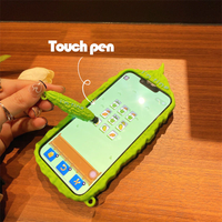 Wacky Bitter Melon Touch Pen Soft Silicone Case For iPhone 14 13 12 series