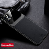 PU Leather Mirror Tempered Glass Lens Protection Waterproof Case for iPhone 12 Series