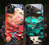 Japan Mount Fuji Natural Landscape Sound Control LED Flash Cases For iPhone 15 14 13 series