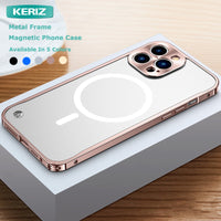 Clear Magsafe Magnetic Case Aluminum Alloy Protection Bar for iPhone 13 12 series