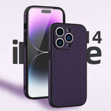 Luxury Rhombic Lattice Soft Leather Case For iPhone 14 13 12 series