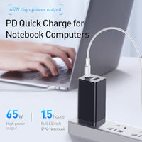 65W GaN Charger Quick Charge QC4.0 QC PD3.0 PD USB C Type C Fast Charger For Xiaomi Redmi Note 10 Macbook