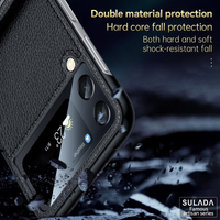 Craftsman Leather Folding Bracket Protective Case For Galaxy Z Flip 4 3
