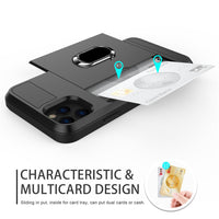 Fabulous Slide Card Slot Ring Holder Case For iPhone 13 12 11 Series