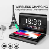 LED Electric Alarm Clock & Fast Wireless Charging Stand Dock For iPhone 11 12 Pro Max