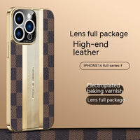 New Luxury Carbon Fiber Leather Camera Protection Case for iPhone 14 13 12 series
