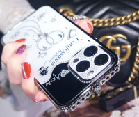 Bling Diamond Glitter Rhinestone Metal Frame Bumper Armor Case For iPhone 14 13 12 series