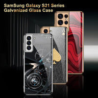 Luxury Plating Glass Anti knock Protection Hard Cover Case For Samsung S21 Ultra Plus 5G