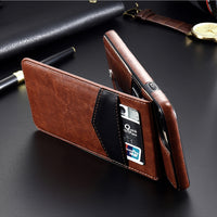 Flip Card Holder Leather Case For iPhone 6 6s 7 8 X Plus