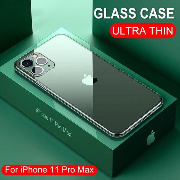 Ultra Thin Transparent Luxury Glass Case For iPhone 11 Pro Max XS MAX XR X 10 7 8