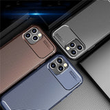 Shockproof Carbon Fiber Slim Silicone Leather Case for Apple iPhone 13 12 11 Series