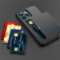 Armor Slide Card Slot Shockproof Case For iPhone 13 12 11 Series