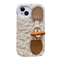 Autumn and Winter Plush Horn Buckle Phone Case for iPhone 13 Series