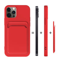 Silicone Case Integrated Card Bag For iPhone 12 11 Pro Max