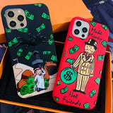 Oil Tycoon Banker Embossed Soft Silicone Cartoon Dollar Money Case For iPhone 12 11 Series