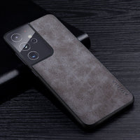 Premium PU Leather Scratch Resistant Solid Color Phone Case for Samsung Galaxy S21 Series