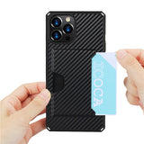 360 Full Protection Shockproof Carbon Fiber Card Slot Case For iPhone 12 11 Series