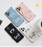 Angel Shockproof Embroidery Craft Bracket Case For iPhone 12 11 Series