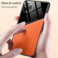 Luxury Leather Plexiglass Shockproof Case Car Magnetic Holder For iphone 11 Series