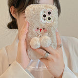 Fashion Bowknot Girl Style Plush Phone Case For iPhone 13 12 11 Series