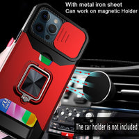 Slide Camera Protector Shockproof Case with Card Slot for iPhone 13 12 11 Series