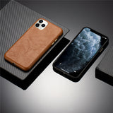 Luxury Real Leather Metal Button Back Cover Midnight Green Phone Case For iPhone 11 Series