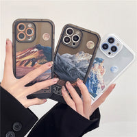 Snow Mountain Sunset Clear Case with Invisible Stand for iPhone 13 12 11 Pro Max