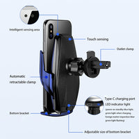 Automatic Clamping 15W Fast Car Wireless Charger for Samsung iPhone Infrared Sensor Phone Holder Mount