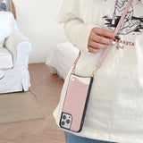 Crossbody Wallet Leather Card Slot Holder Shoulder Lanyard Back Case For iPhone 13 12 11 Pro Max