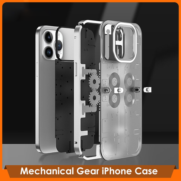 Mechanical Gear Luxury Alloy Metal Frame Frosted Shockproof Anti-Fingerprint Case For iPhone 14 13 12 series