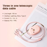 3in1 Cute Candy Data USB Fast Charging Cable For iPhone Android Phone