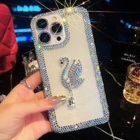 3D Bling Diamond Swan Glitter Crystal Case For iPhone 14 13 12 series