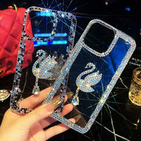 3D Bling Diamond Swan Glitter Crystal Case For iPhone 14 13 12 series