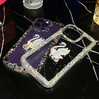 3D Bling Diamond Swan Glitter Crystal Case For iPhone 14 13 12 series