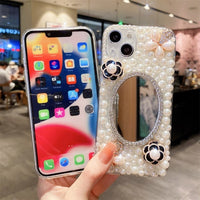 3D Camellia Swan Bling Diamond Case For iPhone 14 13 12 series