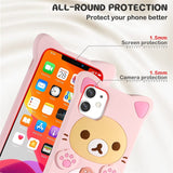 3D Cute Cartoon Pink Bear Kawaii Soft Silicone Case for Samsung Galaxy S23 S22 Ultra Plus