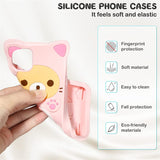 3D Cute Cartoon Pink Bear Kawaii Soft Silicone Case for Samsung Galaxy S23 S22 Ultra Plus