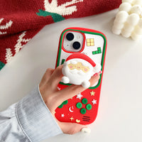 3D Cute Folding Bracket Christmas Elk Deer Santa Claus 
 Soft Case for iPhone 15 14 13 series